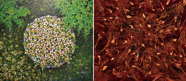 선형임 작가의 작품들. 꽃의 노래(왼쪽), 가을의노래(오른쪽)