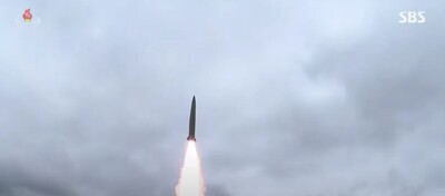 북한이 오늘(19일) 새벽 동해상으로 단거리 탄도 미사일(SRBM) 두 발을 발사했다. (사진= SBS뉴스 영상 캡처)