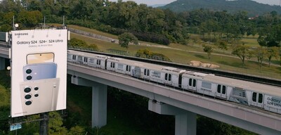 ‘갤럭시 S24’와 ‘갤럭시 AI’ 이미지로 랩핑된 말레이시아 쿠알라룸푸르 지하철 외부 (사진=삼성전자)